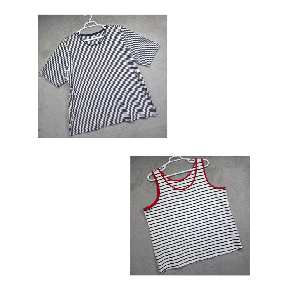 Lands End Shirt‎ Womens 3X Lot of 2 Top Striped Essential Tank Tee Nautical
